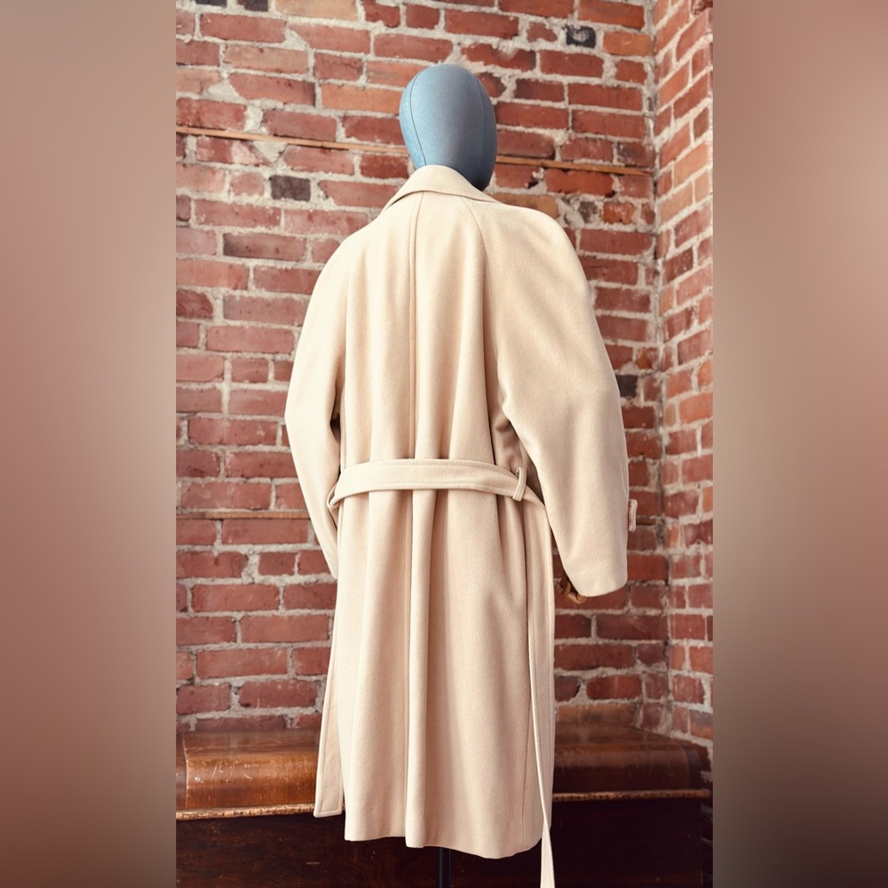 Vintage Camel Classic Lambswool Midi Coat | Belted Wrap Style - Picture 5 of 17